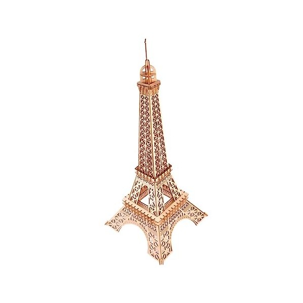 Toyvian Casse-tête Jouets Dengrenage Scie Sauteuse Tour Eiffel en Bois 3D Bambou