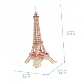 Toyvian Casse-tête Jouets Dengrenage Scie Sauteuse Tour Eiffel en Bois 3D Bambou