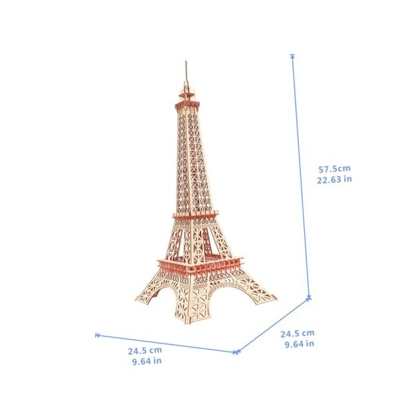 Toyvian Casse-tête Jouets Dengrenage Scie Sauteuse Tour Eiffel en Bois 3D Bambou