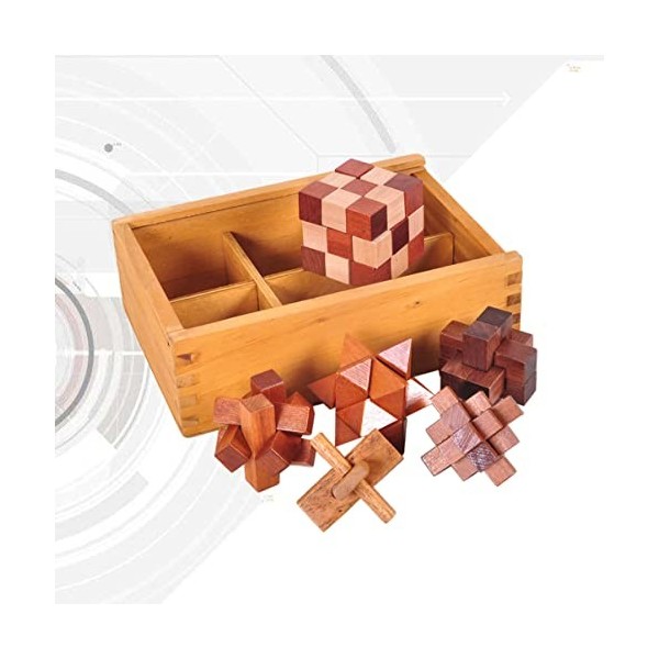 Toyvian 6 Pièces Énigme De Débloquer Un Casse-tête Ming 3D Puzzle en Bois