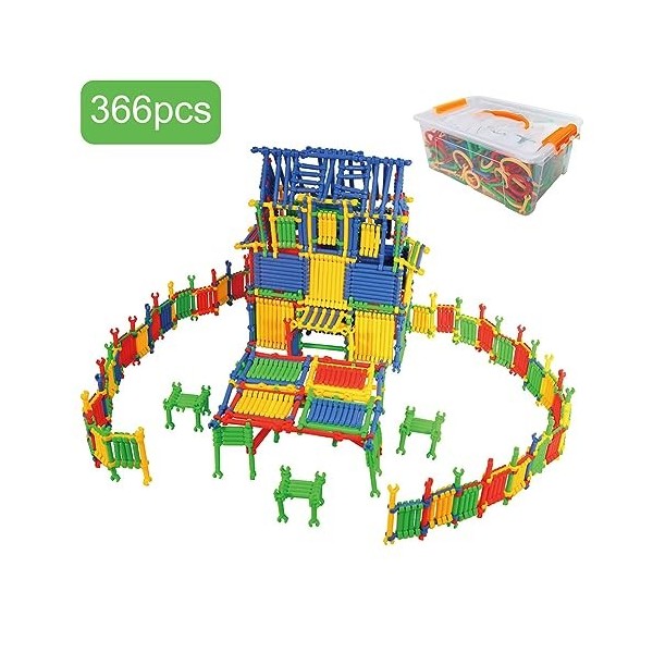 Biuteehvrt Ensemble de 366/672 Blocs de Construction, Jouets Montessori, Ensemble dingénierie de Construction, Puzzle 3D, ki