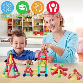 AOUVT 64 Pcs Jouets de Blocs de Construction Magnétiques,Jouets de Construction 3D,Blocs de Construction Magnétiques Set,Cade