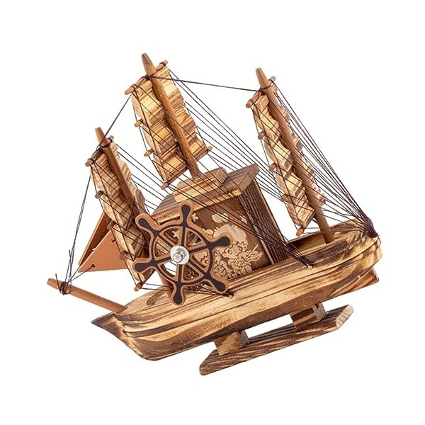 Garneck Jouet Voilier en Bois Décoration Table Jouet Bois Bateau De Puzzles 3D De Voilier De Bateau Centre De Bateau en Bois 