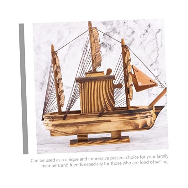 Garneck Jouet Voilier en Bois Décoration Table Jouet Bois Bateau De Puzzles 3D De Voilier De Bateau Centre De Bateau en Bois 