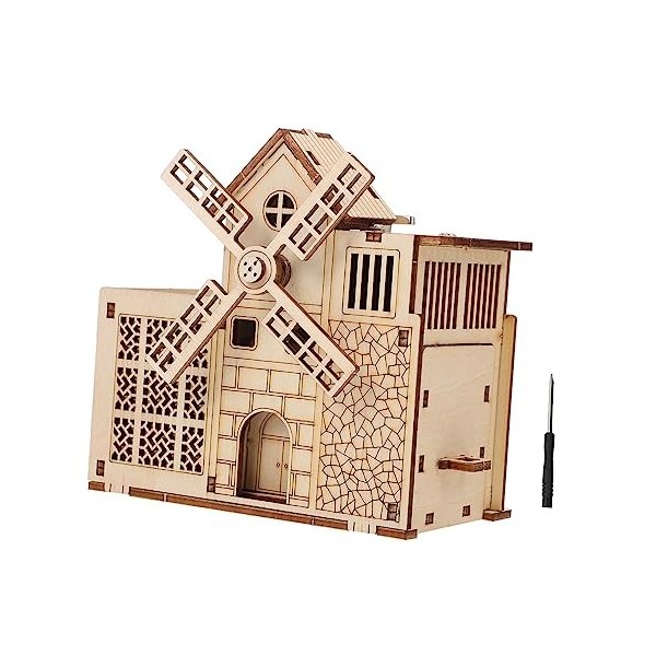 DIKACA 1 Ensemble De Puzzles De Maison Modèle en Bois pour Enfants Modèle De Bricolage Ornement Musical De Bureau Musique À R