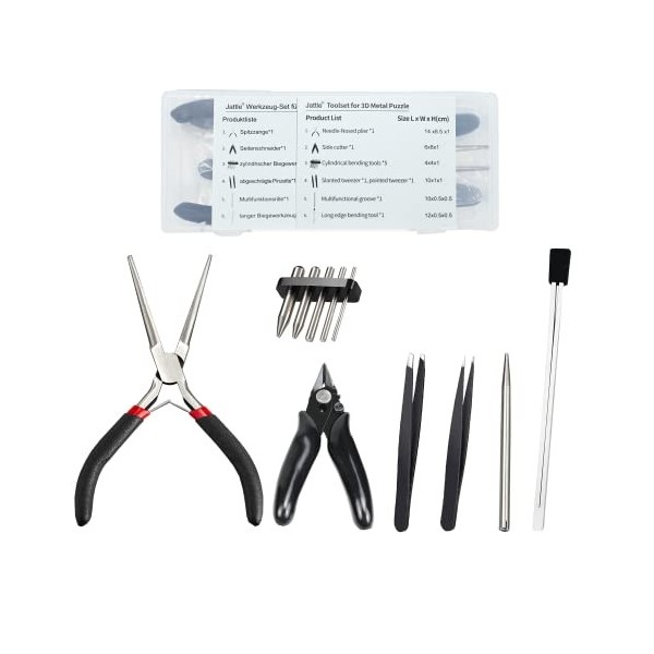 Kit doutils de puzzle 3D en métal 11 pièces pour puzzle 3D en métal, pinces à bec aiguille, couteaux latéraux, rainures mult