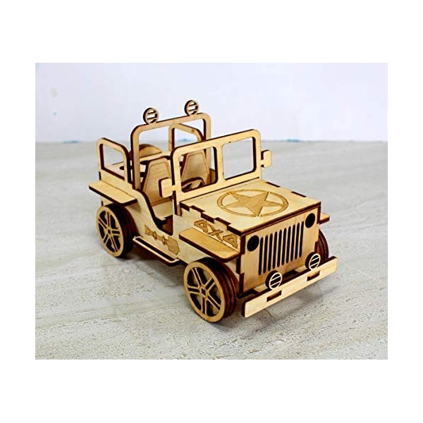 StonKraft Puzzle en Bois 3D Militaire Jeep - Rangement de Bureau, Porte-Stylo, Porte-Cartes - Facile à Assembler