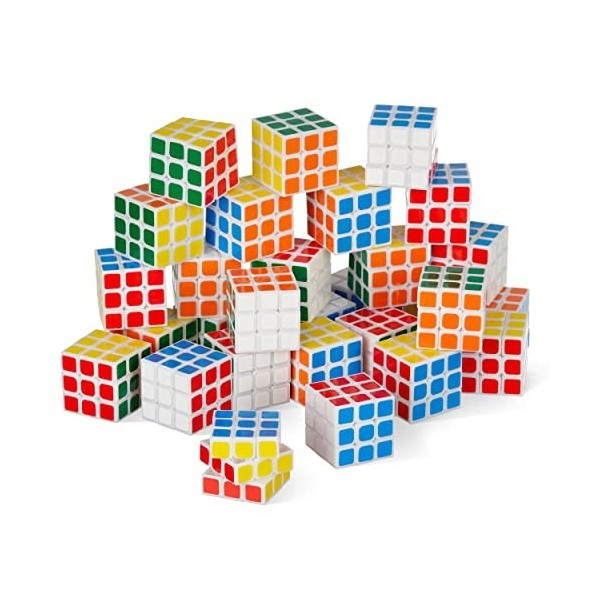 THE TWIDDLERS 30 Mini Cubes Magiques, Petits Jouets Fidget pour Enfants, Garçons & Filles, 3cm - Kermesse, Anniversaires, Poc