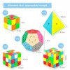 Maomaoyu Speed Cube,Cube de Vitesse Pack de 5,Ensemble de Cubes 2x2 3x3 4x4 Megaminx Pyraminx Pyramide Cube sans Autocollant 