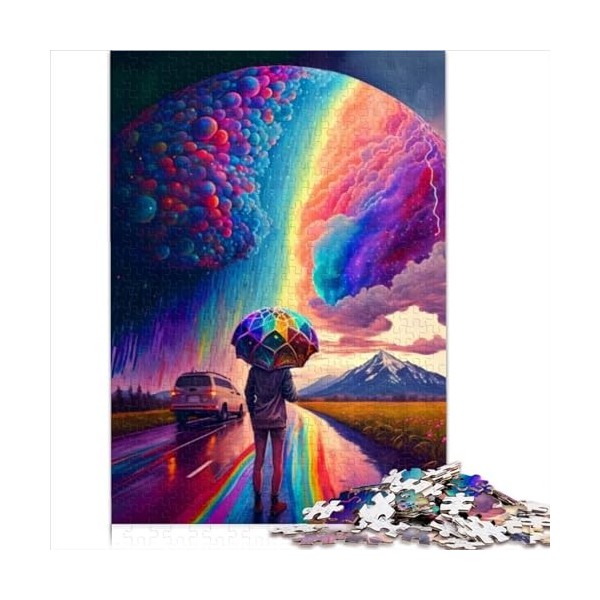 Puzzles Forêt Arc-en-Ciel et planètes pour Adultes Puzzle de 500 Grandes pièces pour Adultes Les Puzzles en Bois sont idéaux 