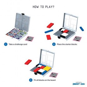 Mondrian Blocks Puzzle & Puzzle-Battle Game, Casse-tête, Jeu de Voyage Compact à Bord, Édition Blanche