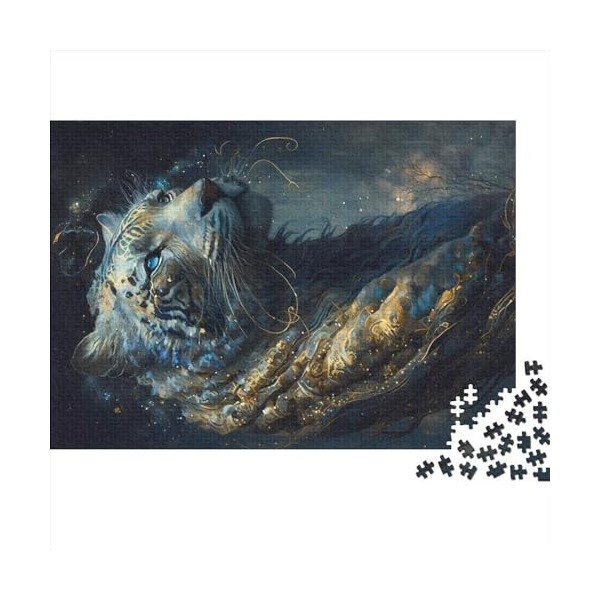 Puzzle Tigre aux Yeux Bleus pour Adultes 500, Puzzles en Bois pour Adultes, Jeu de Puzzle Familial, Cadeaux danniversaire T