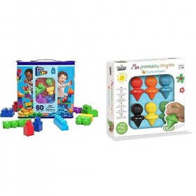 MEGA Bloks Sac Bleu, jeu de blocs de construction, 60 pièces, jouet pour bébé et enfant de 1 à 5 ans, DCH55