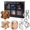 PureFun 6 pièces 3D Brainteaser en métal pour enfants, 2023 IQ Jeu de puzzle en métal/puzzle en bois