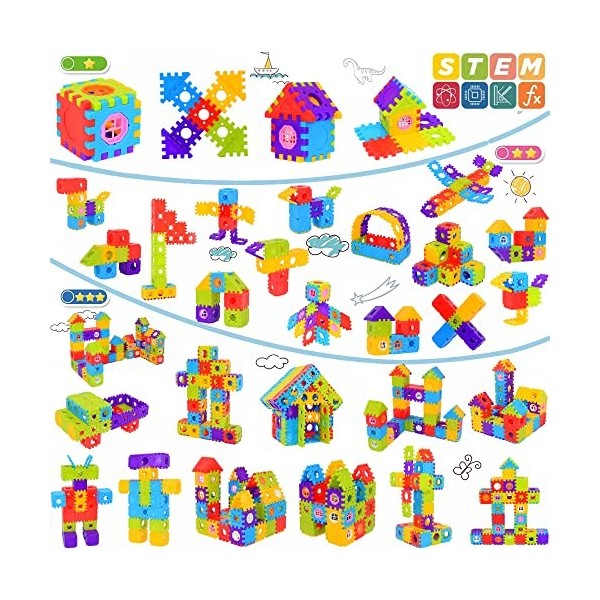 TOMYOU Kits de Blocs de Construction Jumbo 160 pièces -Jouets de Construction STEM - emboîtables pour Tout-Petits et Enfants