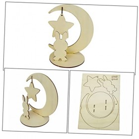 Toyvian 5 Pièces Ornement De Lapin De Lune Puzzle Lapin Lune en Bois Décor De Plateau à Plusieurs Niveaux De Lapin Cadeau De 