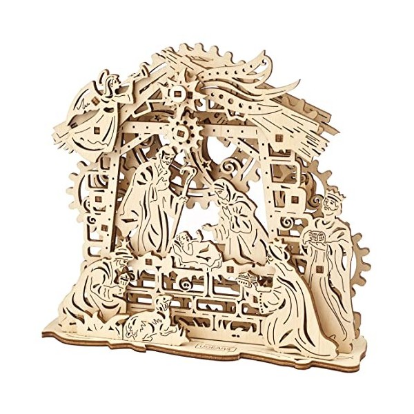 UGEARS Scène de la Nativité - Puzzle Mécanique 3D - Kits de Construction en Bois - Ensemble de Crèche en Bois - 3D Puzzles de