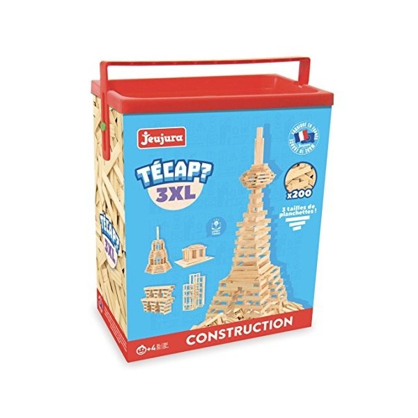 Jeujura - 8322- Jeux de Construction-Tecap Baril de Planchettes 3XL - 200 Pieces