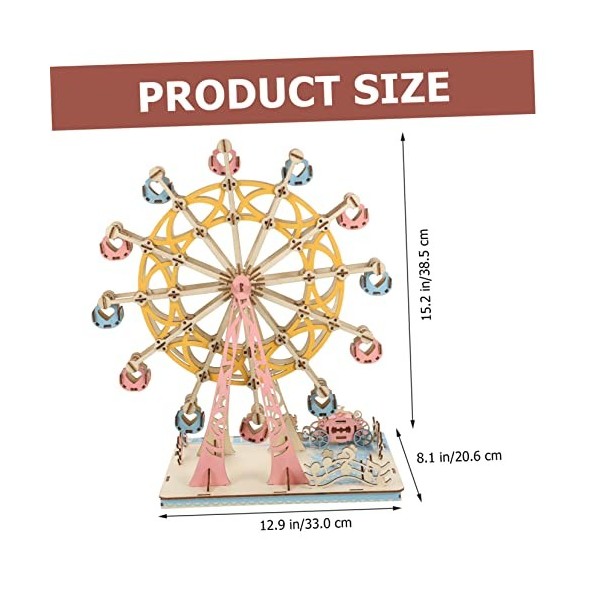 TOYANDONA 1 Jeu Puzzle 3D De La Grande Roue Jouet De Grande Roue Tournant Bricolage Mécanique Jouet De Bloc De Ferris Puzzles