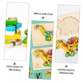 Toyvian 3 Ensembles Puzzle 3D Dinosaure Puzzles De Chiffres en Bois Puzzle De Plancher De Dinosaure Puzzle Dinosaure en Bois 