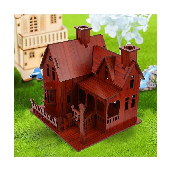 Toyvian 1 Pc Casse-tête Maison 3D Puzzles en Bois Kit De Construction De Modèle De Bricolage Jouets De La Nativité pour Les E