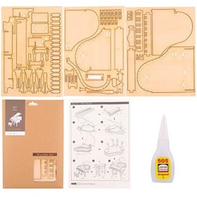 NUOBESTY 3D Puzzle en Bois Jouet Construction Jigsaw Puzzle Animal Piano Modèle Jouet Éducatif pour Enfants Enfants Adultes P