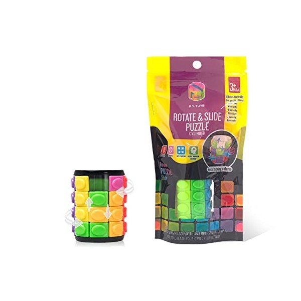 R.Y.TOYS Rubix Cube, jouet cube magique, casse-tête pour adultes, rotation cylindrique, jeu de main agitée, cadeau pour enfan