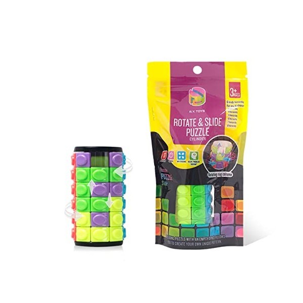 R.Y.TOYS Rubix Cube, jouet cube magique, casse-tête pour adultes, rotation cylindrique, jeu de main agitée, cadeau pour enfan