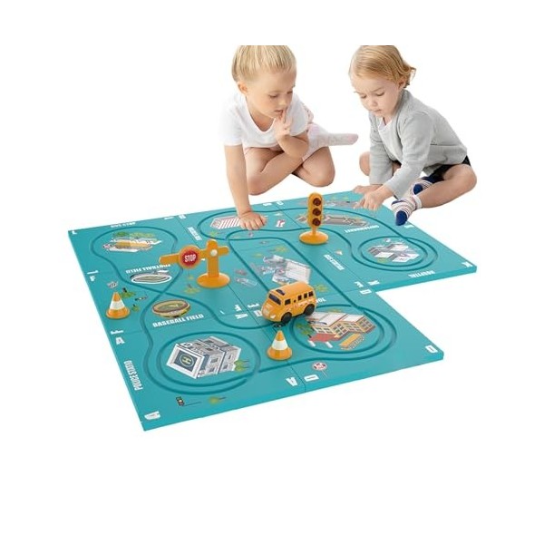 Piste de voiture puzzle | Ensemble de puzzle voiture de piste Montessori jouet planche de puzzle 3D | Jouets de construction 