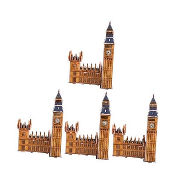 TOYANDONA 4 Ensembles Casse-tête Big Ben Puzzles De Grande Taille Casse-tête Paysage Casse-tête Darchitecture Jeu De Construc