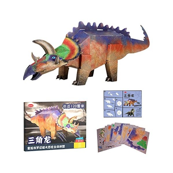 lembrd Puzzles de Dinosaures 3D - Jumbo 3D Paper Dinosaurs Puzzles | Casse-tête Jouets Animaux 3D Puzzles Art Craft Kits Puzz