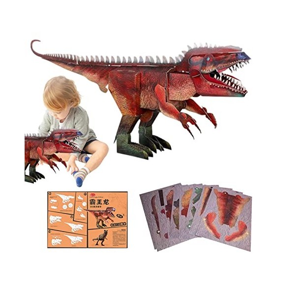 lembrd Puzzles de Dinosaures 3D - Jumbo 3D Paper Dinosaurs Puzzles | Casse-tête Jouets Animaux 3D Puzzles Art Craft Kits Puzz