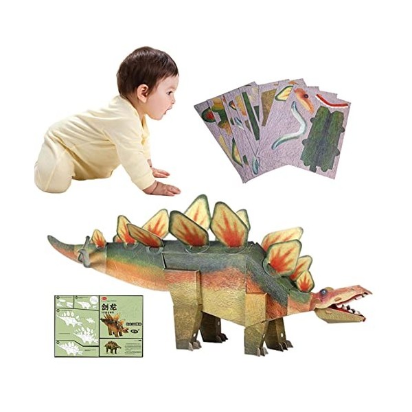 lembrd Puzzles de Dinosaures 3D - Jumbo 3D Paper Dinosaurs Puzzles | Casse-tête Jouets Animaux 3D Puzzles Art Craft Kits Puzz