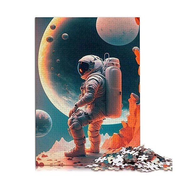 Puzzle pour Adultes Couleur Astronaute 500 pièces Puzzles Adultes Puzzles Cadeaux Puzzle Bois pour Adultes Cadeaux activités 