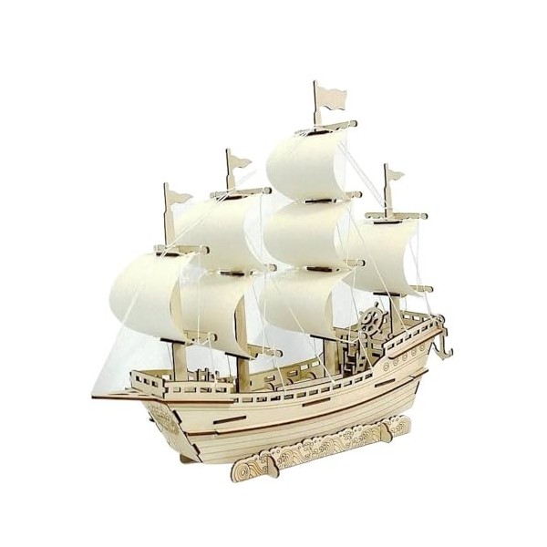 RIBONI Puzzle 3D en Bois pour Bateau Marchand Ming, Blocs De Construction, Modèle De Bateau À Voile, Jouets De Décoration De 