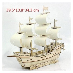 RIBONI Puzzle 3D en Bois pour Bateau Marchand Ming, Blocs De Construction, Modèle De Bateau À Voile, Jouets De Décoration De 