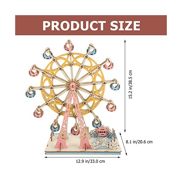 Alasum 1 Jeu Puzzle 3D De La Grande Roue en Bois 3D Bloc De Grande Roue Tournant Jouet De Grande Roue Modèle De Grande Roue A