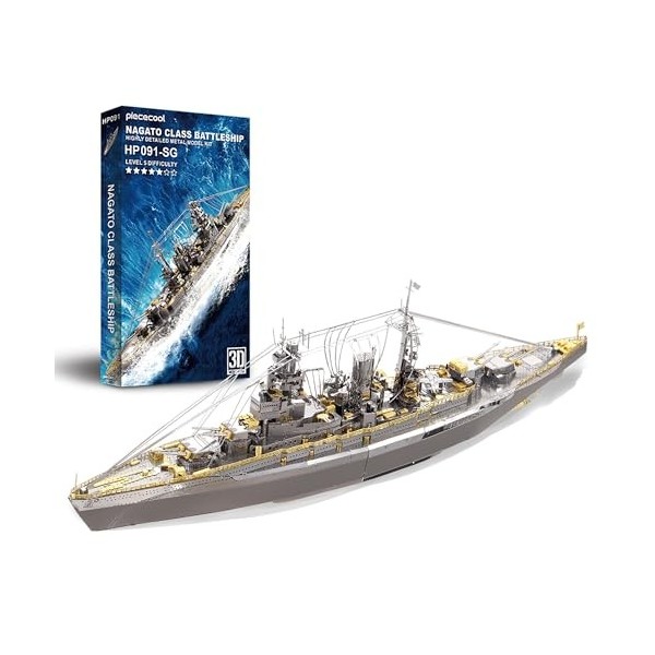 Piececool Puzzle 3D en Metal pour Adulte -Nagato Class Battleship Maquette Bateau Modèles de Navires en Métal Découpés au Las