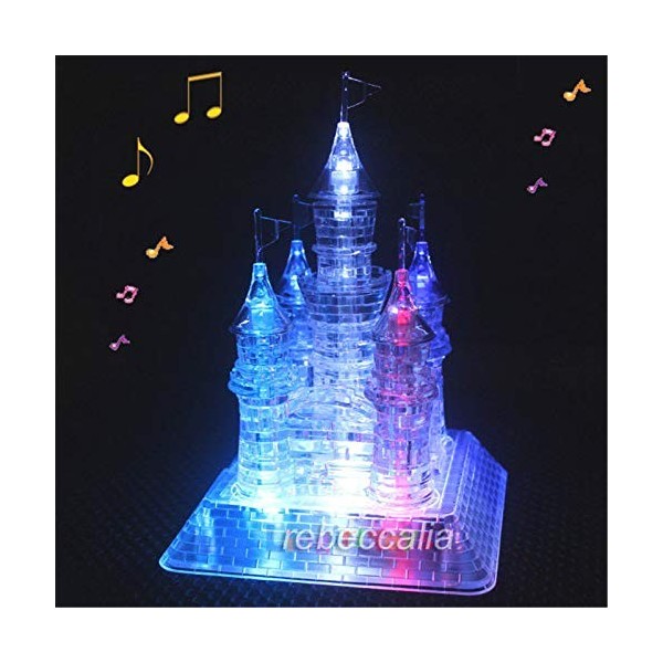 Winlauyet Puzzle 3D à LED en cristal, boîte à musique pour garçon, jouet cadeau, jeu de patience