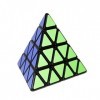 FunnyGoo ShengShou 4x4 Pyraminx Pyramid Triangle Cube Magique Vitesse Puzzle Cube Noir avec Un Support pour Cube