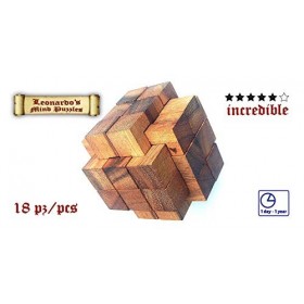 Logica Jeux Art. Mega Pierre Molaire - Casse-Tête en Bois Precieux 3D - Difficulté 5/6 Incroyable - Collection Leonardo da Vi