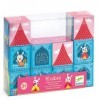 Djeco - Puzzle cubes château princesse 10 cubes - Rose, bleu, vert et jaune