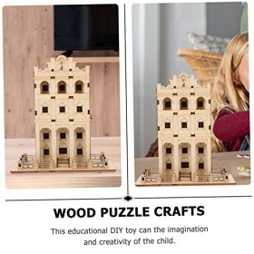 Toyvian 1 Jeu Modèle en Bois Casse-tête De Peinture 3D Miniature Artisanat Bricolage Modèle De Maison en Bois Puzzle Château 
