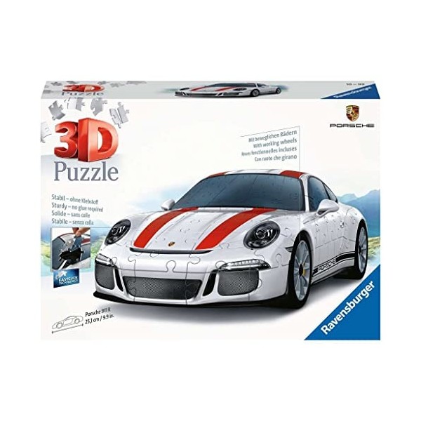 Ravensburger - Puzzle 3D Véhicules - Porsche 911 R - A partir de 8 ans - 108 pièces numérotées à assembler sans colle - Acces