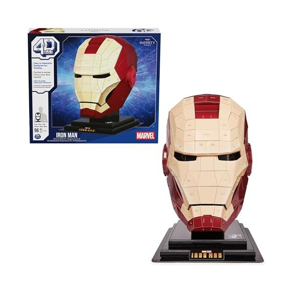 4D BUILD - Puzzle 3D Marvel - Maquette Avengers 96 Pièces - Casque Iron Man Inspiré de la Saga - Puzzle Adulte et Jeu de Cons