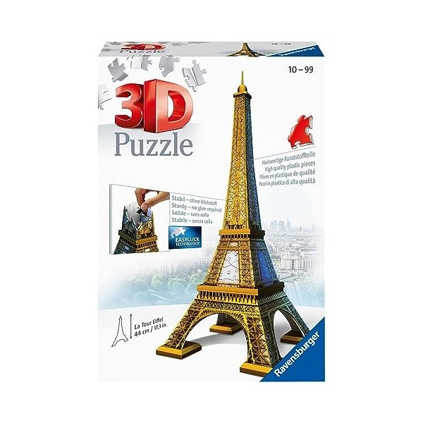 Ravensburger Kinderpuzzle- Ravensburger 12556-Tour Eiffel 3D Puzzle Constructions 216 Pièces, 12556,