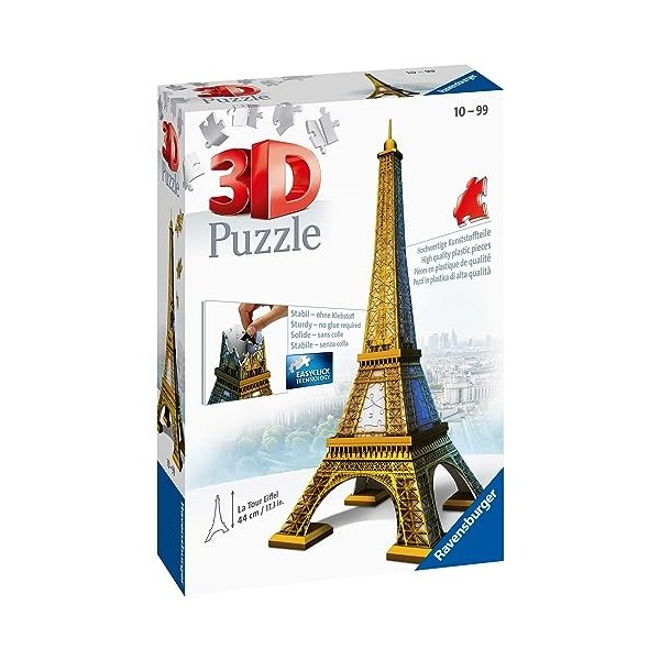 Ravensburger Kinderpuzzle- Ravensburger 12556-Tour Eiffel 3D Puzzle Constructions 216 Pièces, 12556,