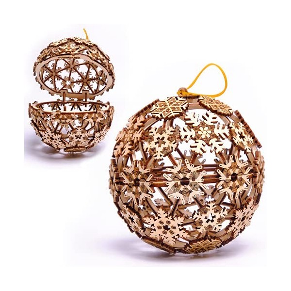 Wood Trick Christmas Ball 3D Wooden Puzzles for Adults and Kids to Build - Store Your Precious Items - Wooden Model Kits for 