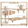 UGEARS Avion de Chasse Puzzle 2.5D - Maquette en Bois à Construire Adulte Avion avec - Kit Maquette Avion Bois pour Adultes -