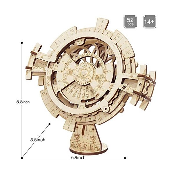 Robotime Puzzle 3D - Kit de Construction de Construction de modèle mécanique - Découpe au Laser - Calendrier perpétuel